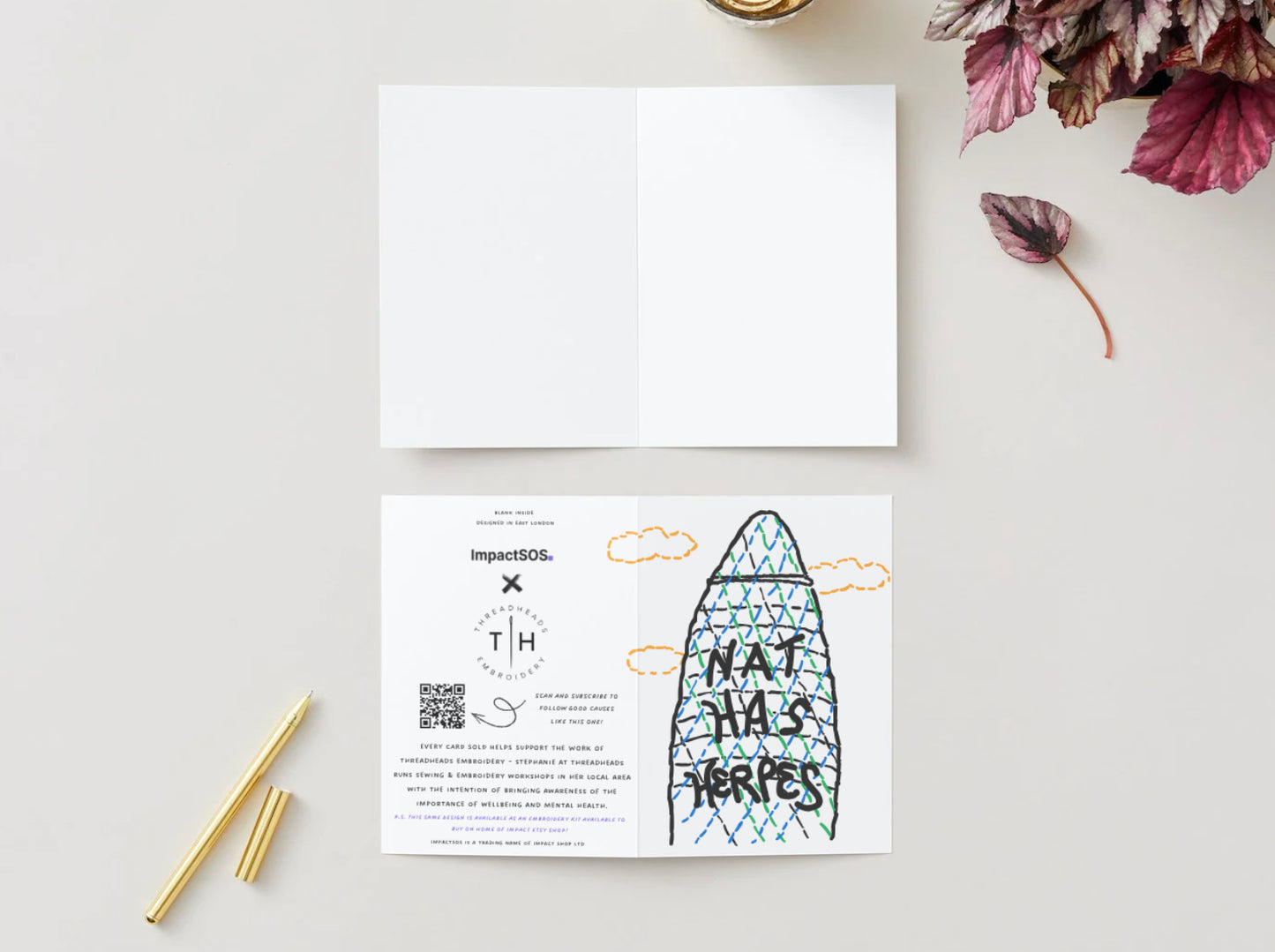 Threadheads "Nat has herpes" card